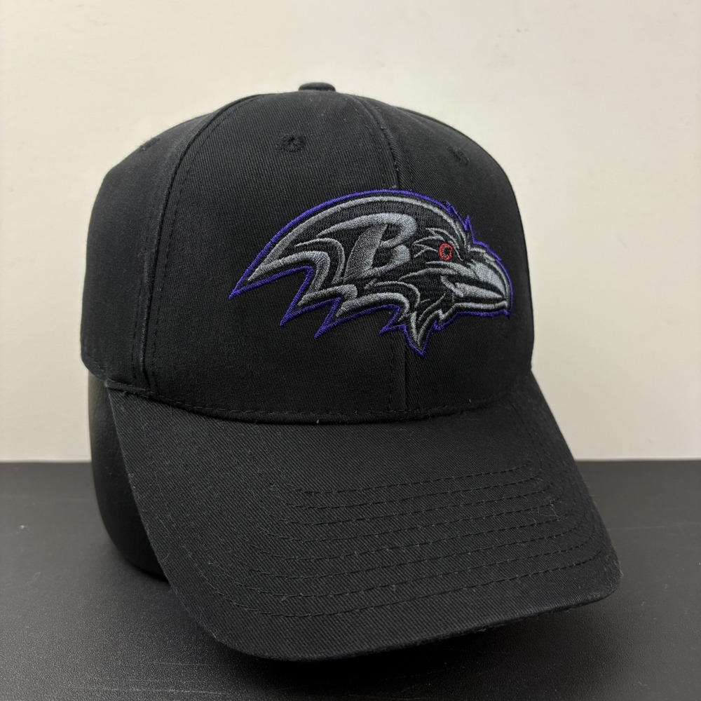 Vintage Y2K Baltimore Ravens Hat Cap Black Embroidered Logo Strapback NFL Footba